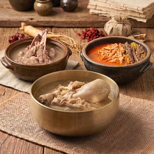 [06745] 보양식 밀키트 3종 (3인분) 닭곰탕 돼지갈비탕 닭개장 세트