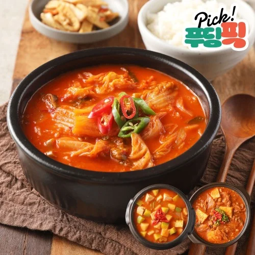 [06796] [푸딩픽] 원팩 찌개 골라담기 3팩 (김치 된장 청국장 고추장 오징어) 물만 부으면 완성 간편 집밥 쟁여템