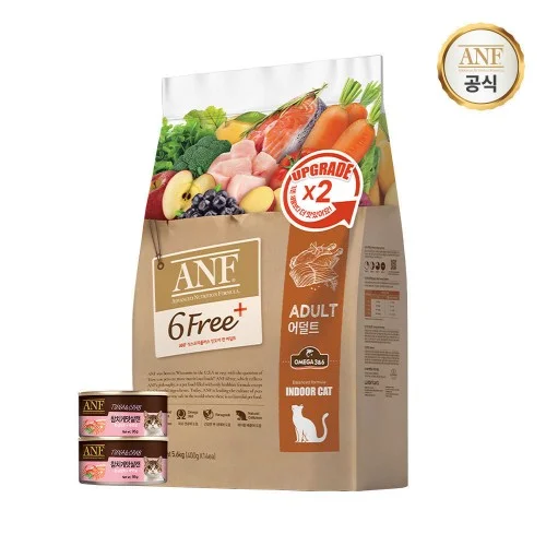 [07049] [N배송] ANF 식스프리플러스 인도어 캣 어덜트 5.6kg+캔 95gx2 고양이 대용량 사료