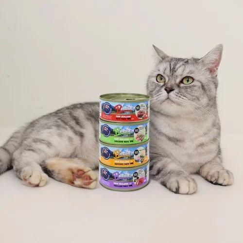 [07074] 브리젠 뉴질랜드산 전연령 고양이 주식캔 습식사료 파테 콤보, 80g, 4개