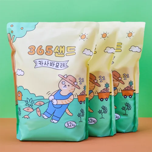 [07076] 3651 365샌드 고양이 카사바 모래 3.2kg X 3개입 (1박스)
