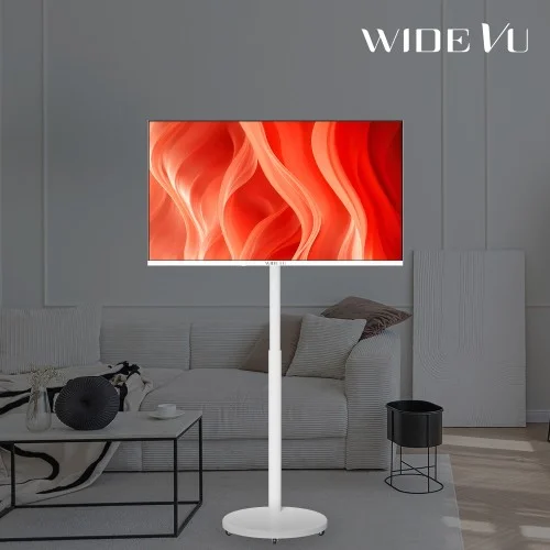 [07413] 와이드무빙뷰 화이트에디션 삼탠바이미V3 셋트 QLED 81cm(32인치) FHD 스마트 이동식 TV 유압식 높이조절 중소바이미 자가설치