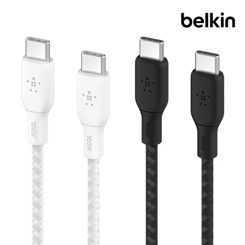 [07439] 벨킨 부스트업 브레이디드 100W C to C타입 초고속 충전 케이블 PD 2미터 CAB014bt2M 아이폰17 갤럭시 S26 아이패드 맥북 노트북 충전