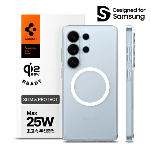 [07507] Qi2 25W 인증 슈피겐 갤럭시 맥세이프 케이스 에어스킨하이브리드맥핏 클리어화이트, 갤럭시S26 울트라