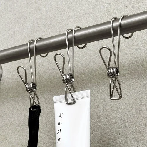 [07680] 304 스텐 고리 집게 걸이 후크 파티션 싱크대 고무장갑 모자 집게 1pc