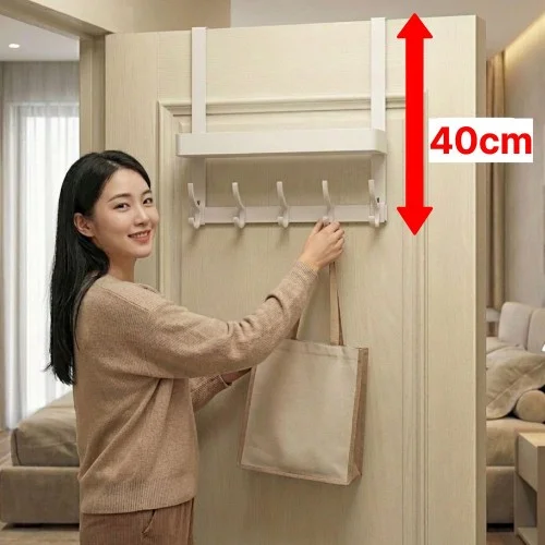 [07768] 네바스 40cm 도어행거 무타공 문 걸이 벽 후크 방문 옷걸이