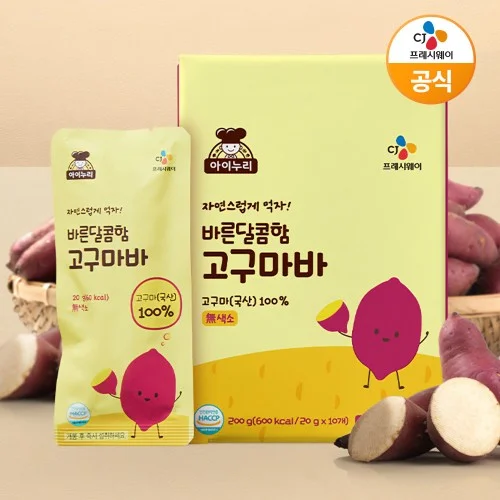 [07983] CJ 아이누리 국산 바른달콤함 고구마바 20g x 10입 고구마말랭이 200g, 1개