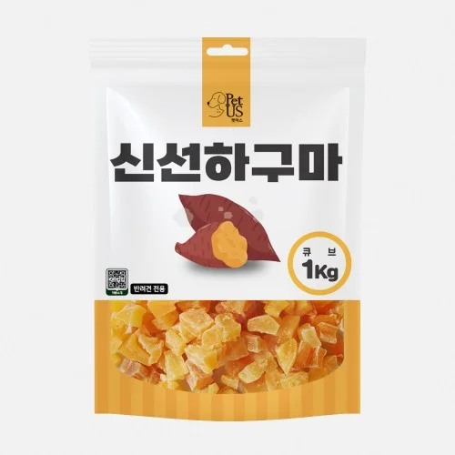 [08015] 펫어스 신선하구마 강아지고구마말랭이 대용량간식 큐브, 1kg, 1개