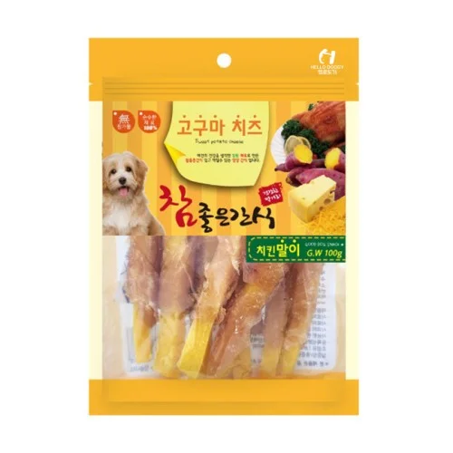 [08026] 헬로도기 고구마치즈 강아지고구마 말랭이 건조 간식 치킨말이, 100g, 1개