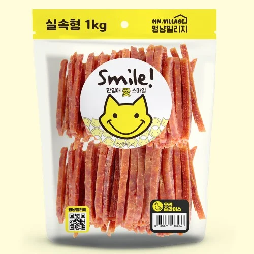 [08048] 스마일 강아지 오리고기 간식 대용량 사사미 오리 슬라이스 1kg