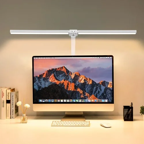 [08464] 몬스터라이트 번개표 듀얼헤드 LED 책상 공부 학생 독서 스탠드 800mm 와이드 모니터 조명 클램프타입