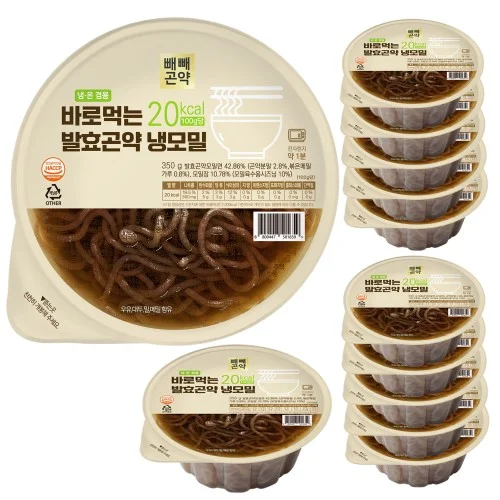 [09198] 국물까지 다먹어도 79kcal 바로먹는 발효곤약 냉모밀 350g, 12개