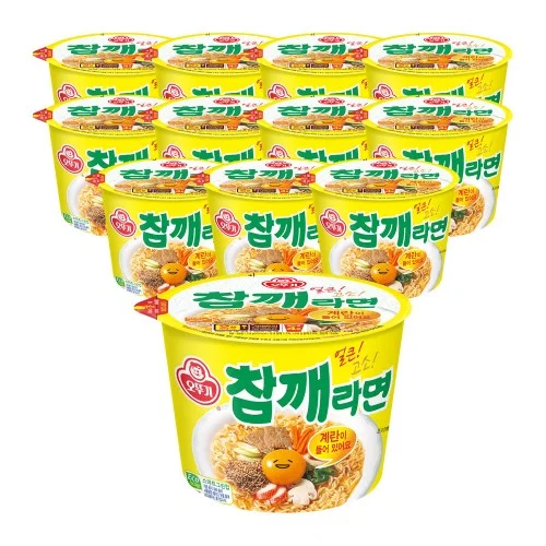 [09201] 오뚜기 참깨라면 큰컵라면 110g, 12개
