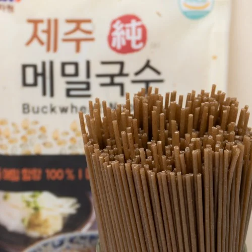 [09216] 100프로 국산 제주 순 메밀국수 500g 건면 모밀면 막국수 소바 냉면 비빔국수