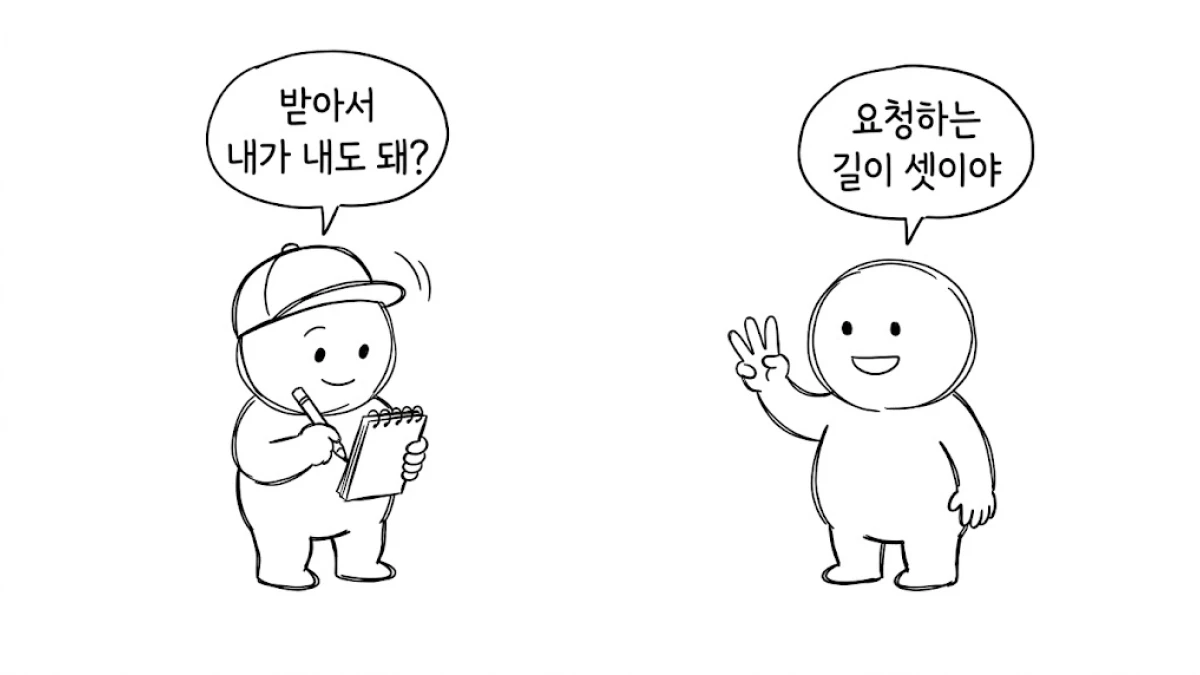 문자와 서류를 같이 보여 주는 만화