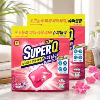 슈퍼딥큐 캡슐세제 플라워코튼향, 8g, 100개입, 2개