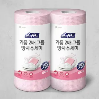 유한킴벌리 스카트 거품 2배 그물 망사 수세미, 80매, 2개입, 1팩