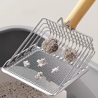 제이로이 듀얼 홀 고양이 배변 모래 스쿱, wood, 1개