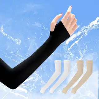 브메르 자외선차단 아이스 쿨 손등형 팔토시, 블랙, FREE, 1쌍