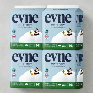 이브네 코트니 생리대, 대형, 14매입, 4팩