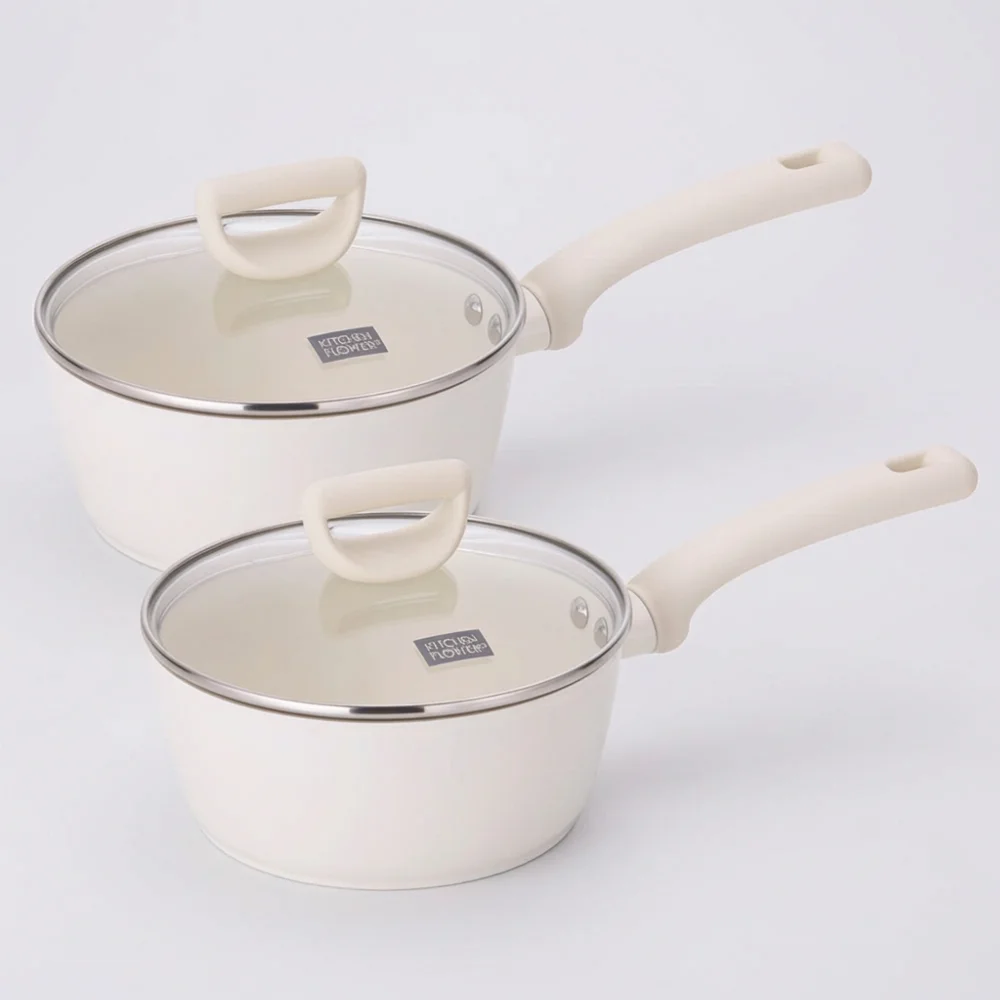 키친플라워 꾸테 세라믹 인덕션 냄비, 편수, 18cm, 2개