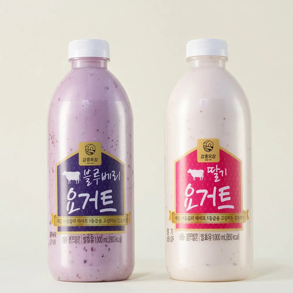 강훈목장 수제 요거트, 블루베리, 1L, 1개 + 딸기, 1L, 1개