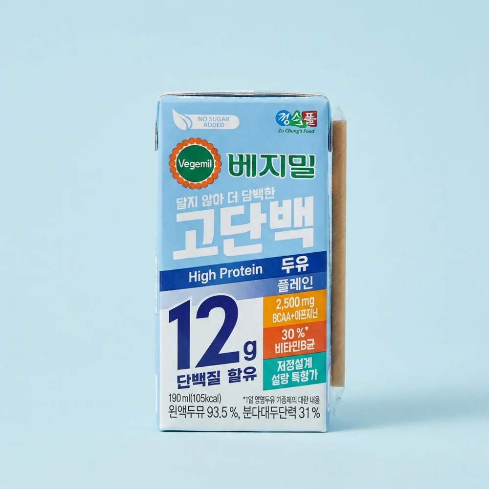 베지밀 고단백 두유 플레인, 190ml, 80개
