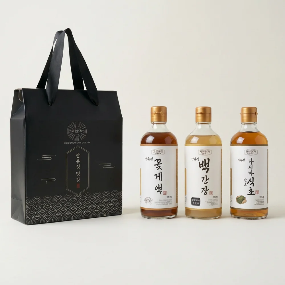 자연미가 안유성 백간장, 560g, 1개 + 꽃게액, 560g, 1개 + 다시마발효식초, 560g, 1개