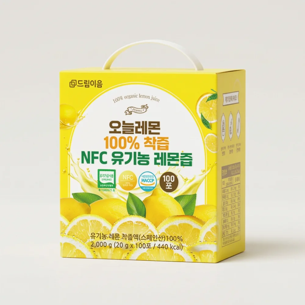 드림이음 오늘레몬 100% 착즙 NFC 유기농 레몬즙, 20g, 100포, 1박스