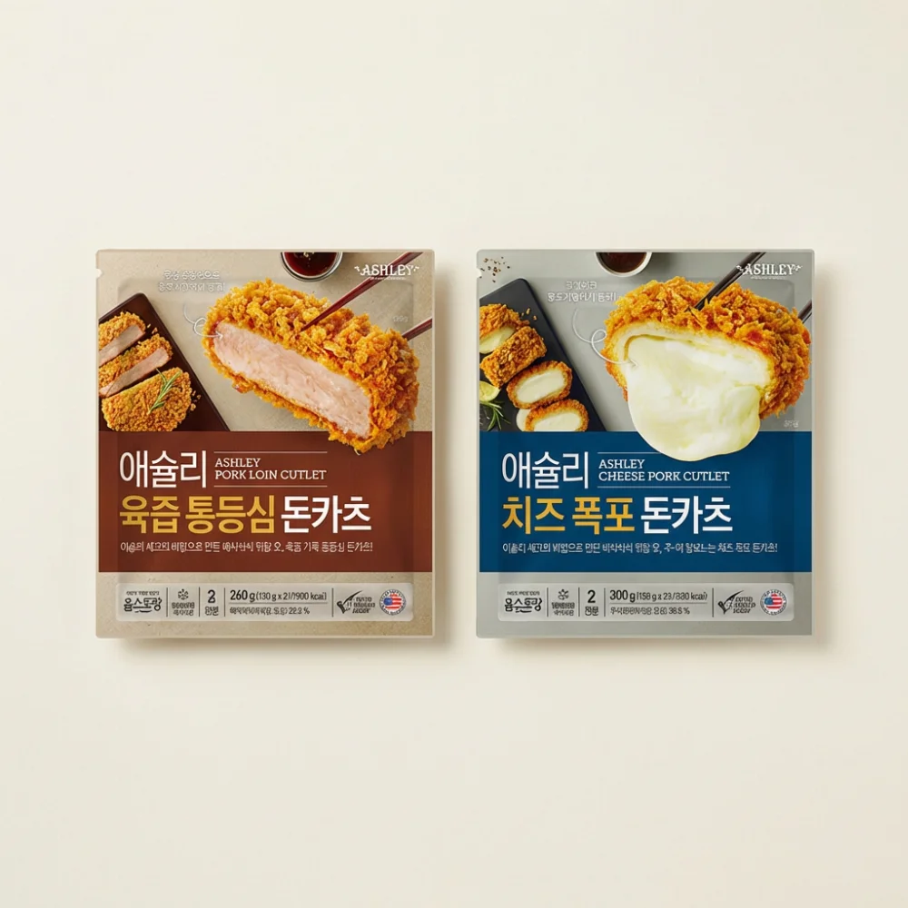 애슐리 육즙 통등심 돈카츠, 260g, 1개 + 치즈 폭포 돈카츠, 300g, 1개