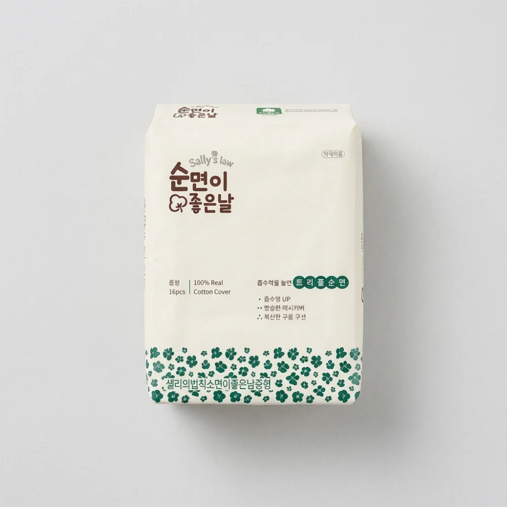 샐리의법칙 트리플 순면이좋은날 생리대, 중형, 16매, 5팩