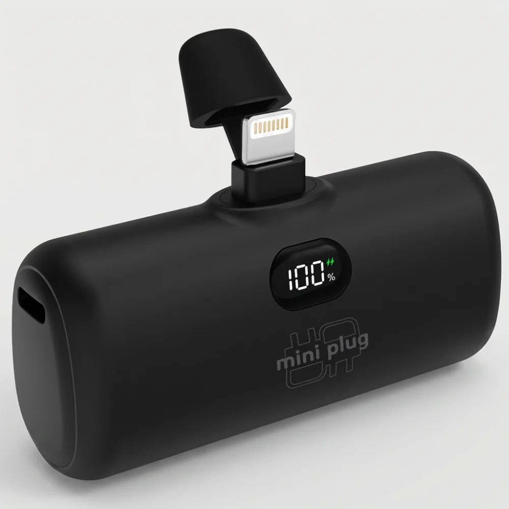 미니플러그 도킹형 미니 보조배터리 EB612, 5000mAh, 8핀, 블랙, 1개