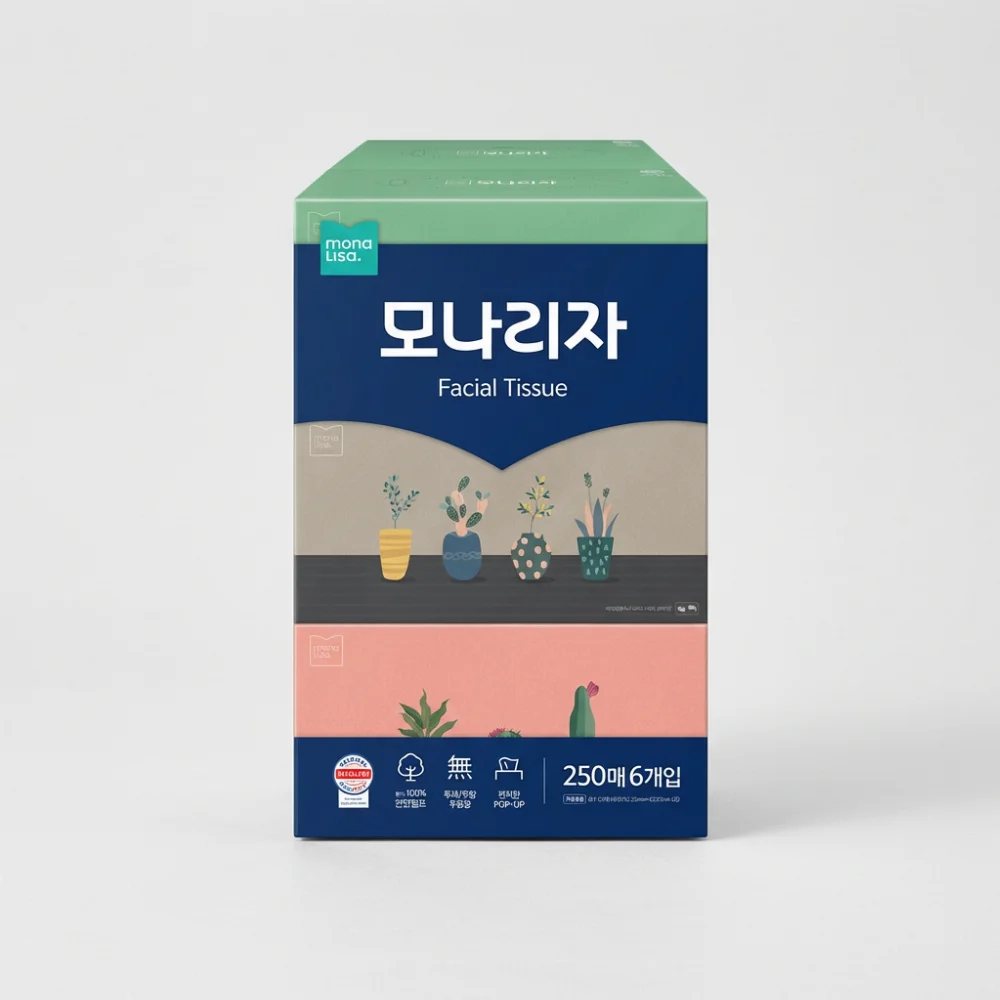 모나리자 미용티슈, 250매, 6개입, 2팩