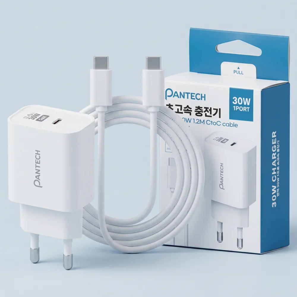 팬택 30W 1포트 C타입 초고속 충전기 + 케이블, 1.2m, 1개