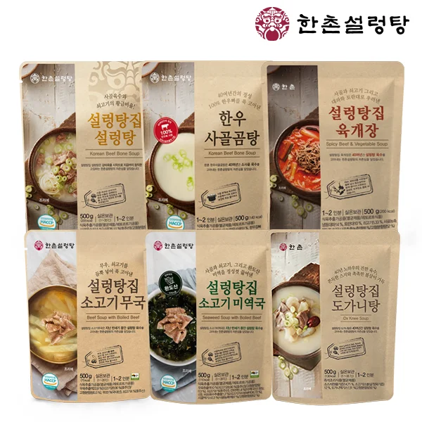 한촌설렁탕 상온보관 국, 탕 BEST 6종, 500g, 6개, 1세트