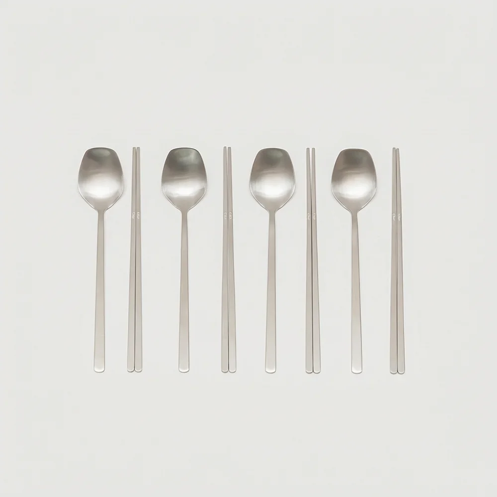 메종오브제 딜라잇 샤틴 실버 수저세트, 디너 스푼, 4P + 젓가락, 4P