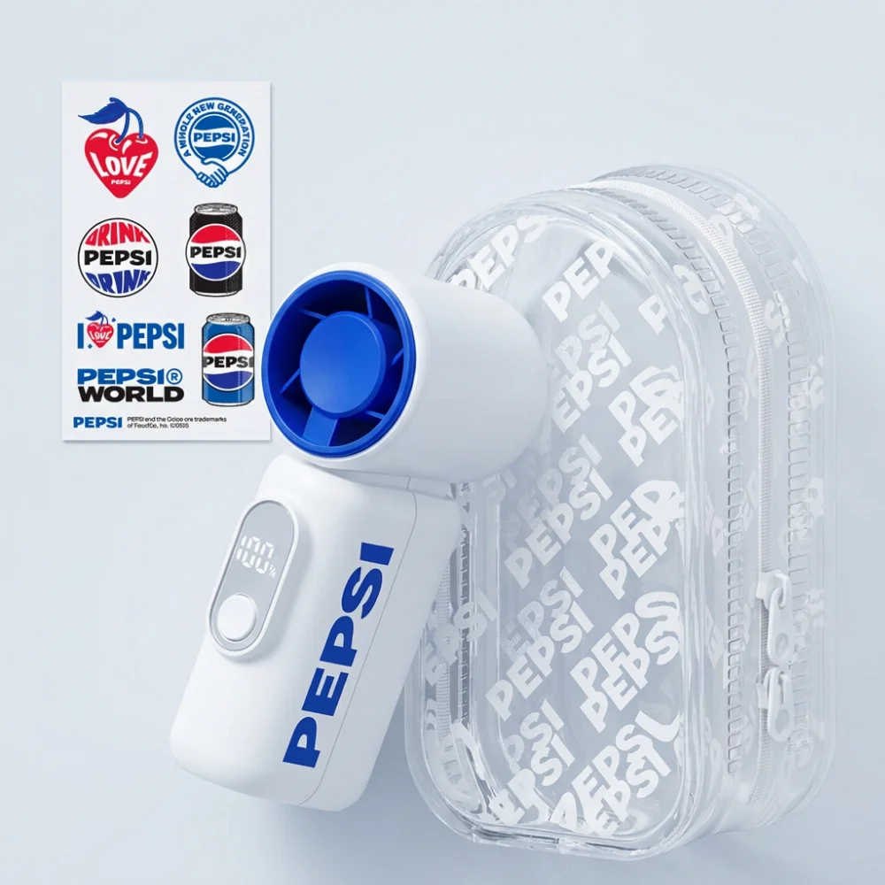 펩시 울트라 터보 미니 휴대용 손선풍기, PEP-HF101T, 화이트, DIY스티커+전용파우치 포함, 1개