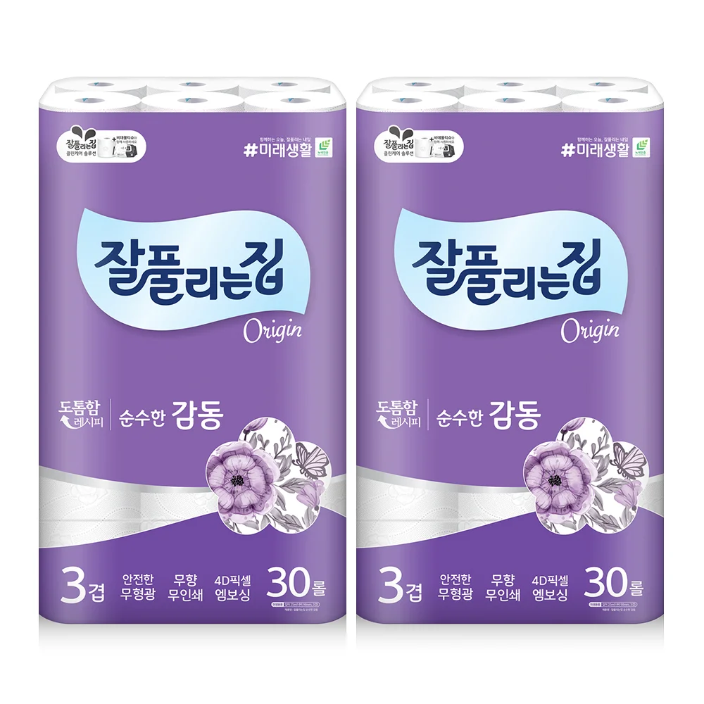 잘풀리는집 순수한감동 화장지, 3겹, 25m, 30롤, 2팩