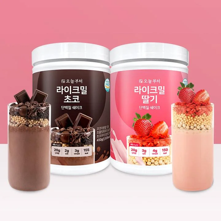 [03791] 오늘부터 라이크밀 단백질 쉐이크, 초코, 450g, 1개 + 딸기, 450g, 1개, 2개