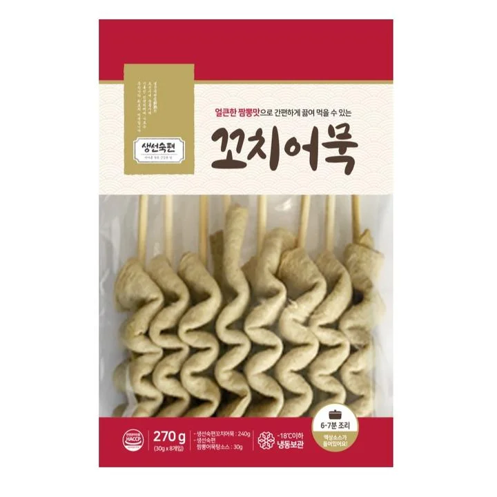 [03975] 생선숙편 꼬치어묵, 240g, 4개 + 짬뽕 어묵탕 소스, 50g, 4개