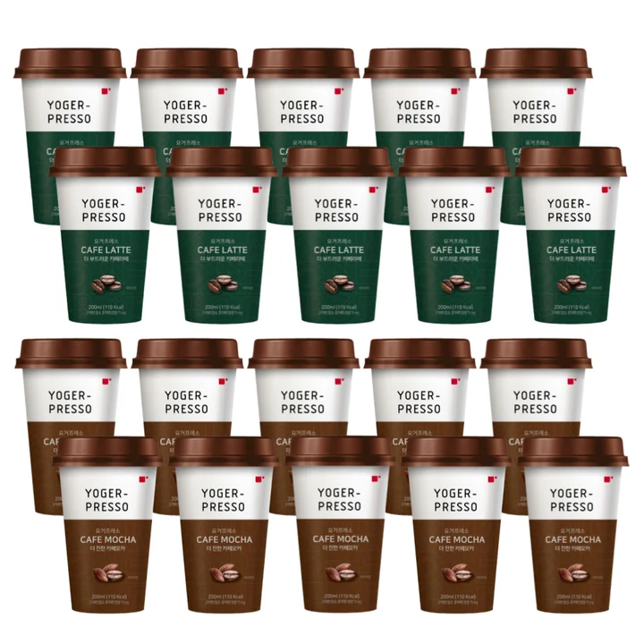 [04022] 요거프레소 컵커피, 카페라떼 200ml 10개 + 카페모카 200ml 10개, 20개
