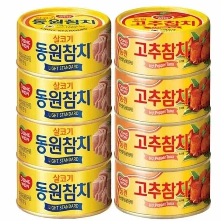 [04053] 동원 반반 참치, 살코기참치 100g 4캔 + 고추참치 100g 4캔, 1세트