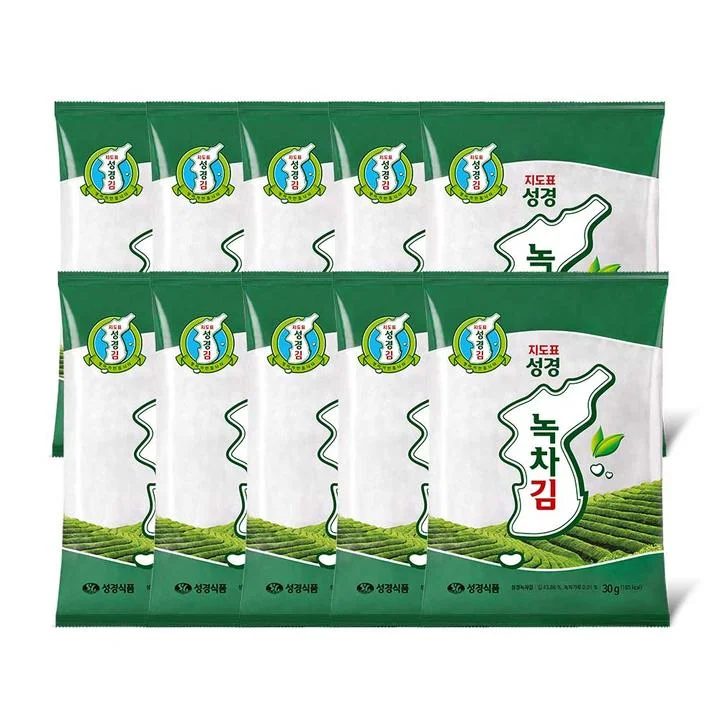 [04135] 지도표 성경 녹차김, 30g, 10개