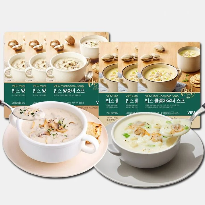 [05112] 빕스 양송이 스프 + 빕스 클램차우더 스프, 200g, 6개