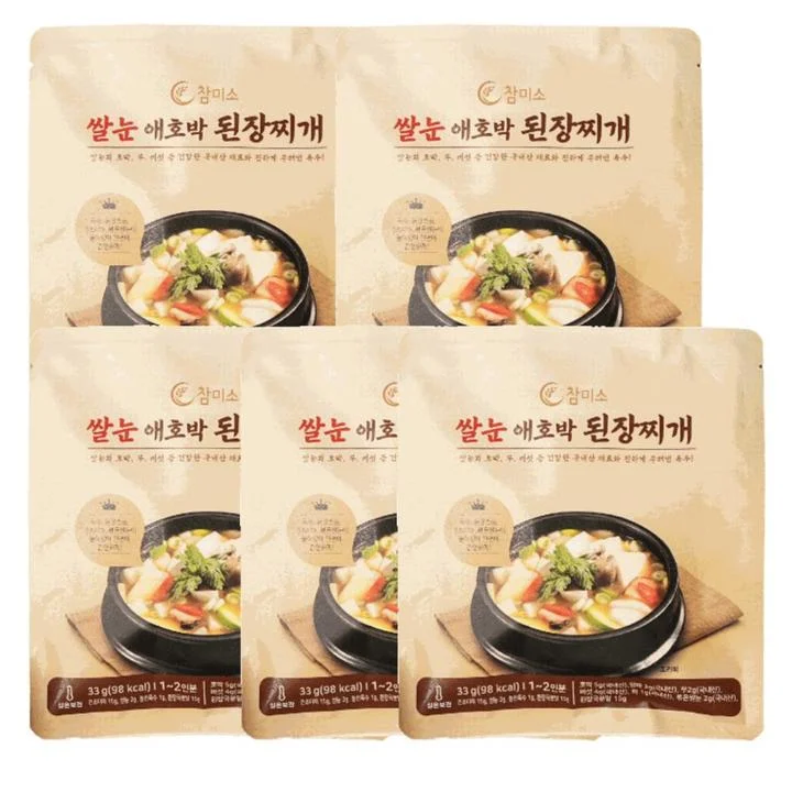 [05672] 참미소 쌀눈 애호박 된장찌개 밀키트, 33g, 5개