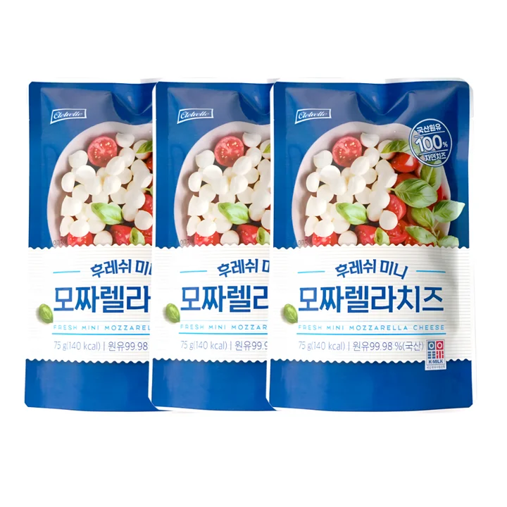 [05804] 데어리젠 후레쉬 모짜렐라 치즈, 75g, 3개