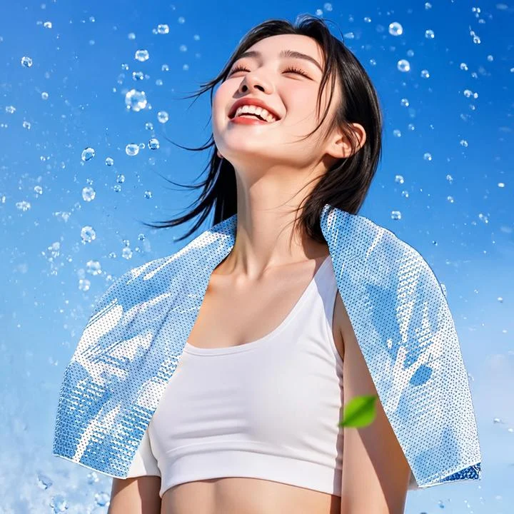 [06268] 프레쉬 쿨 냉감 스포츠 타월, 블루, 1개