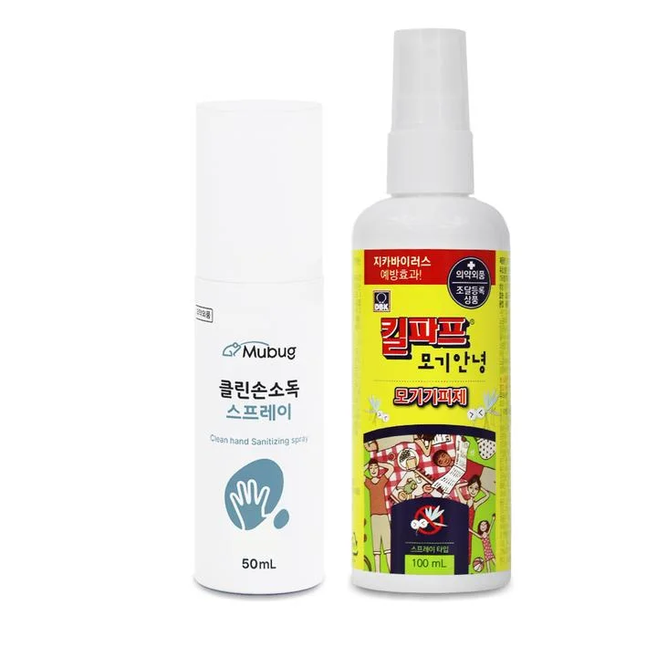 [06286] 킬파프 휴대용 기내용 손 소독제 + 모기 기피제 세트, 50ml + 100ml, 1개