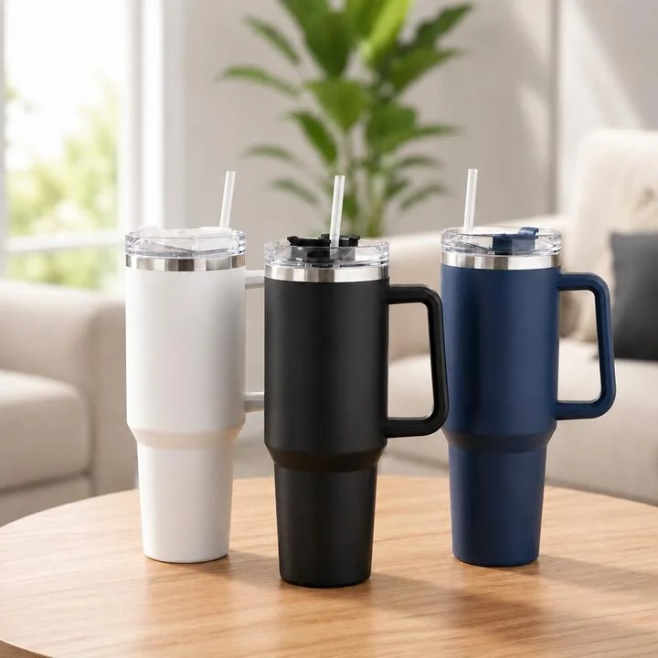 [06378] 자이언트 텀블러, 화이트+네이비, 1200ml, 2개