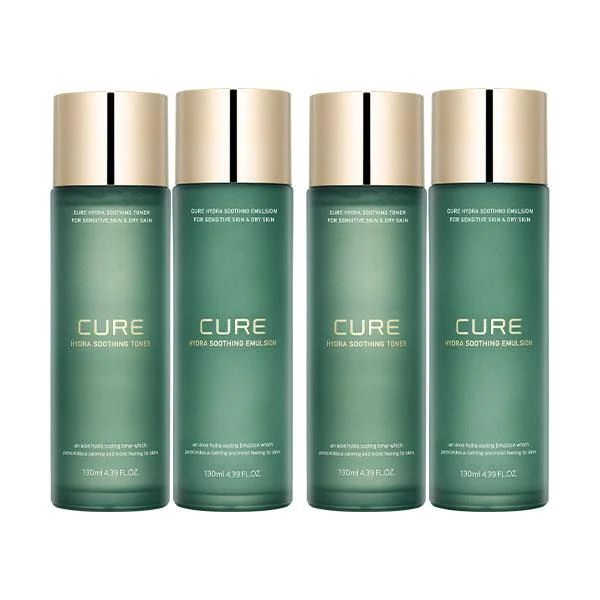 [06648] 김정문알로에 큐어 하이드라 수딩 세트, 토너 130ml 1개 + 에멀젼 130ml 1개, 2세트